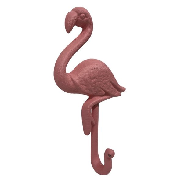 Pink Flamingo Heavy Duty Cast Iron Hook for Beach House Bathroom Garden Shed - Picture 1 of 10